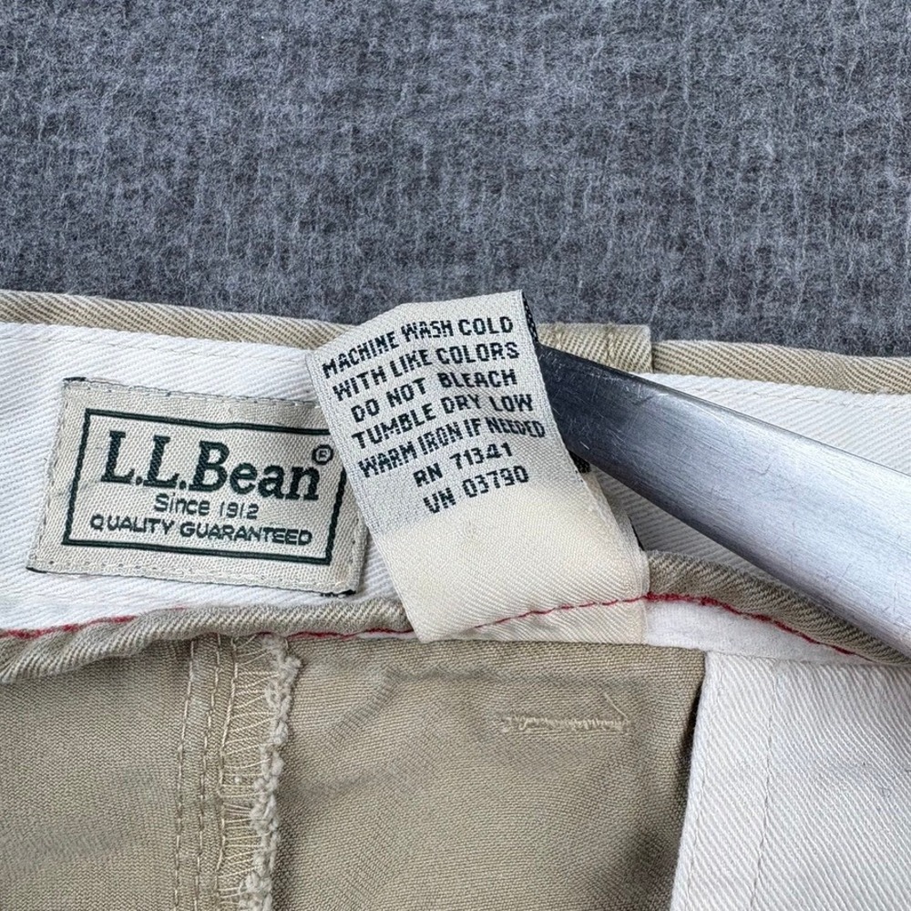 LL Bean‎ Mens 36x32 FITS (34X29) Khaki Beige Cotton Casual Chino Pants Trousers - Picture 5 of 12